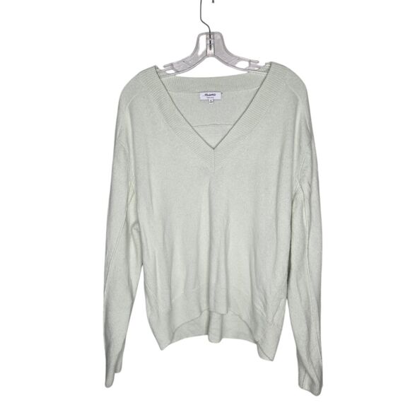Madewell Womens Cashmere V-Neck Relaxed Fit Pullover Sweater XL Pale Green - Picture 2 of 8